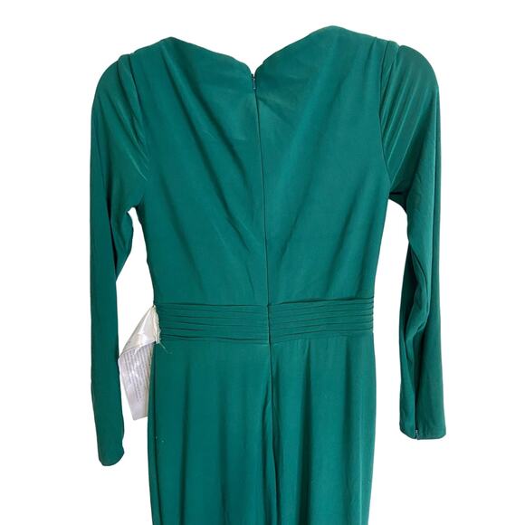 Ieena for Mac Duggal 26554 High Slit Long Sleeve Gown Maxi Emerald Green Size 0 - Picture 8 of 13